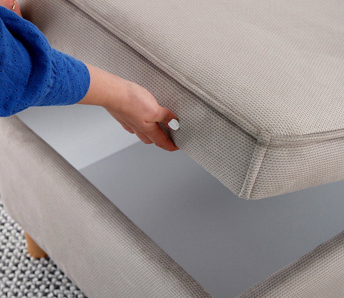 Atelier Del Sofa Puf de Algodón Marrón con Almacenamiento Atelier Del Sofa Puf de Algodón Marrón con Almacenamiento